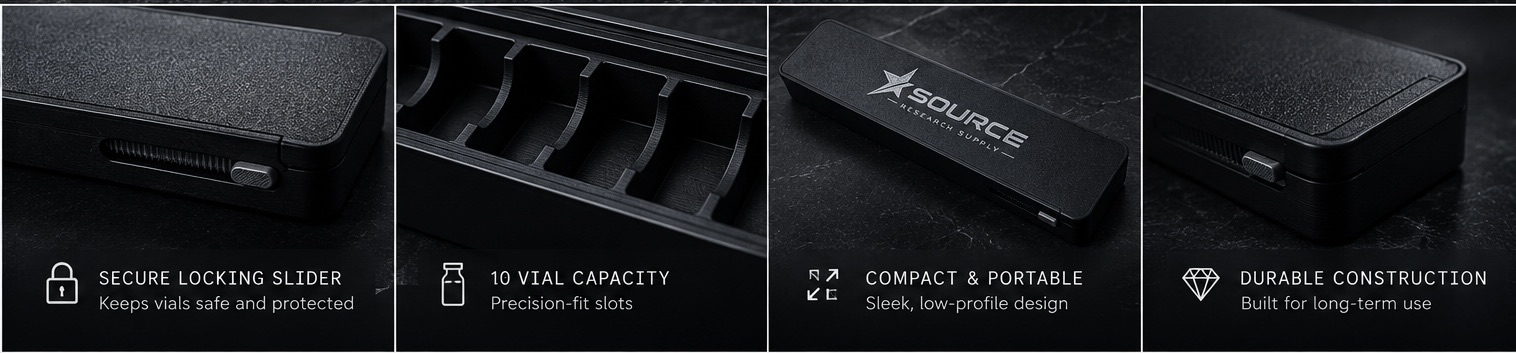 Secure locking slider on the storage case.