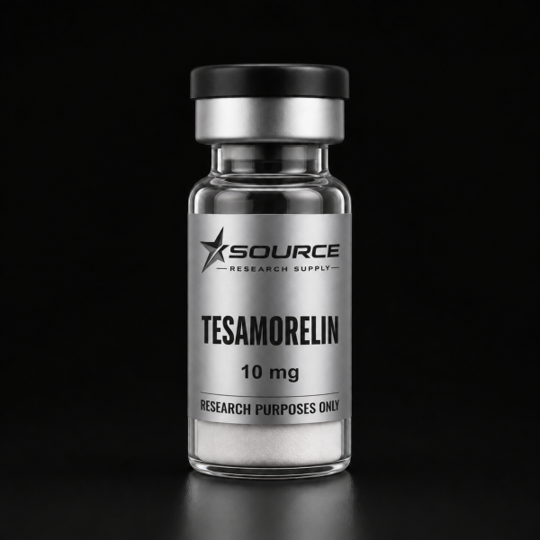 Source Research Supply TESAMORELIN 10mg vial with white contents