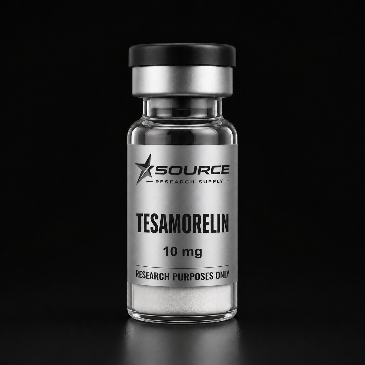 Source Research Supply TESAMORELIN 10mg vial with white contents